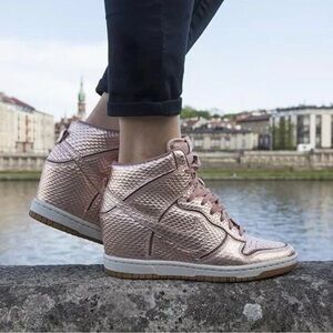 Nike Dunk Sky Hi Rose Gold Wedge High Top Sneakers Size 8